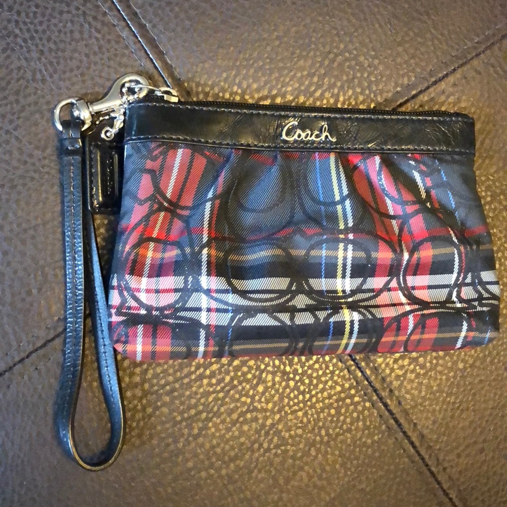 Plaid Coach Wristlet